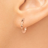 14k Rose Gold Twisted Hoop Earrings TF606