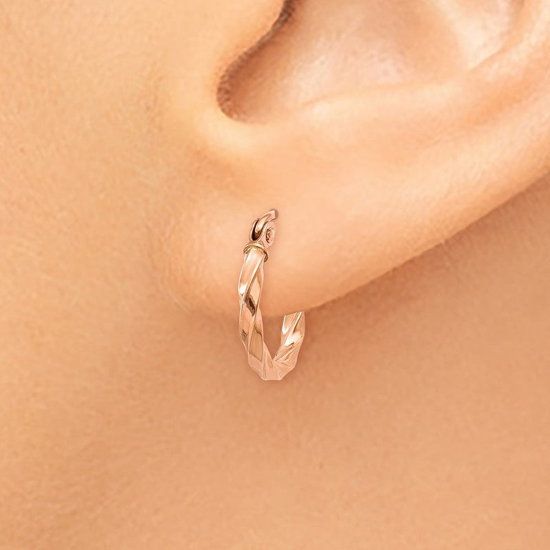 14k Rose Gold Twisted Hoop Earrings TF606