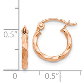 14k Rose Gold Twisted Hoop Earrings TF606
