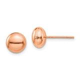 14k Rose Gold 8mm Polished Puffed Round Button Post Earrings H1024