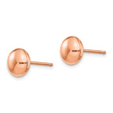 14k Rose Gold 8mm Polished Puffed Round Button Post Earrings H1024