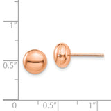 14k Rose Gold 8mm Polished Puffed Round Button Post Earrings H1024