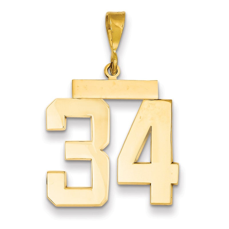 14k Large Polished Number 34 Charm LP34