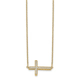 14k White Gold 1/6 carat Diamond Sideways Cross 18 inch Necklace PM4695