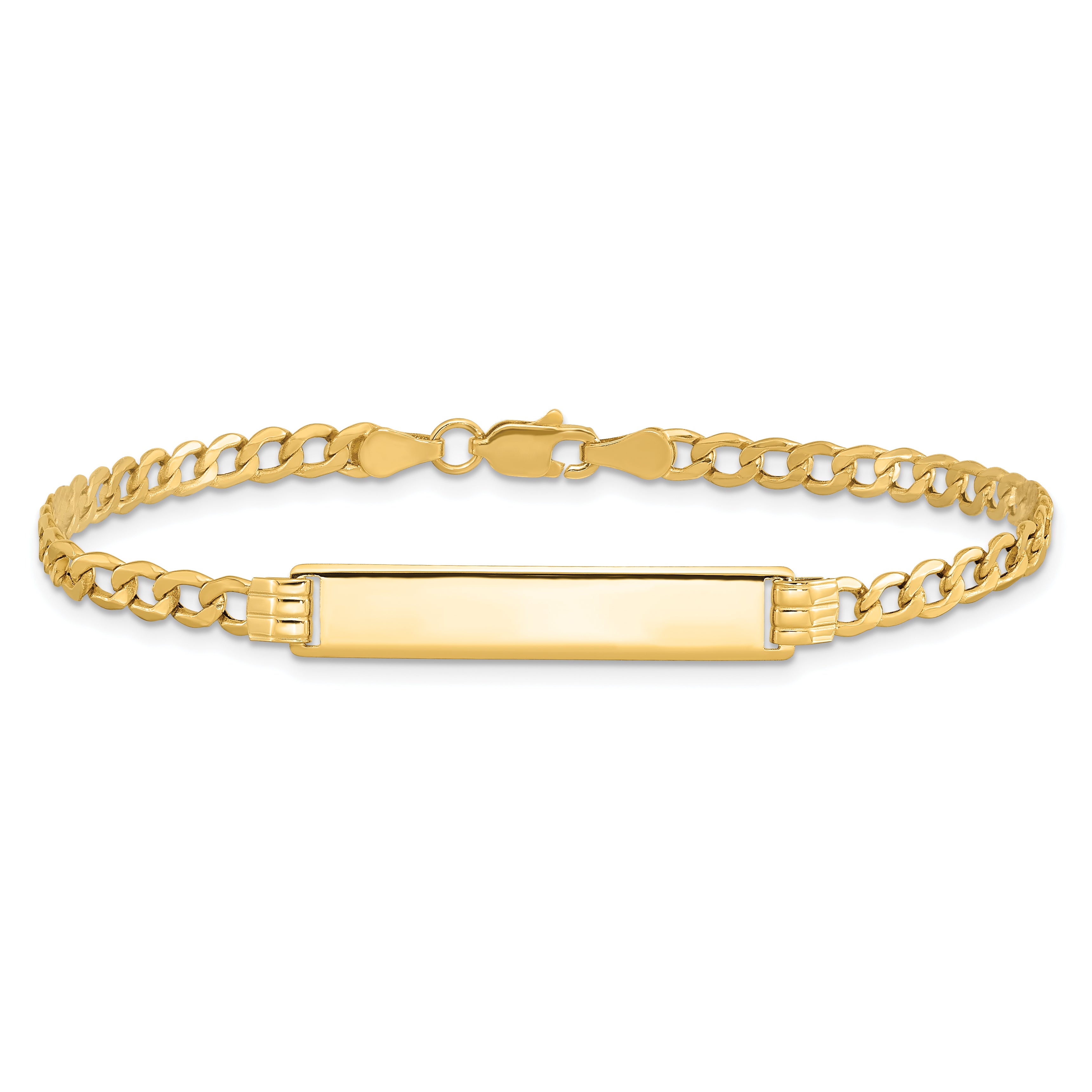 14k Polished Semi-Solid Chain/Solid Plate Cuban Link 25.5x5mm Plate 7 inch ID Bracelet DCID106