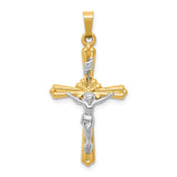 14K Two-tone Polished Inri Crucifix Pendant XR1648