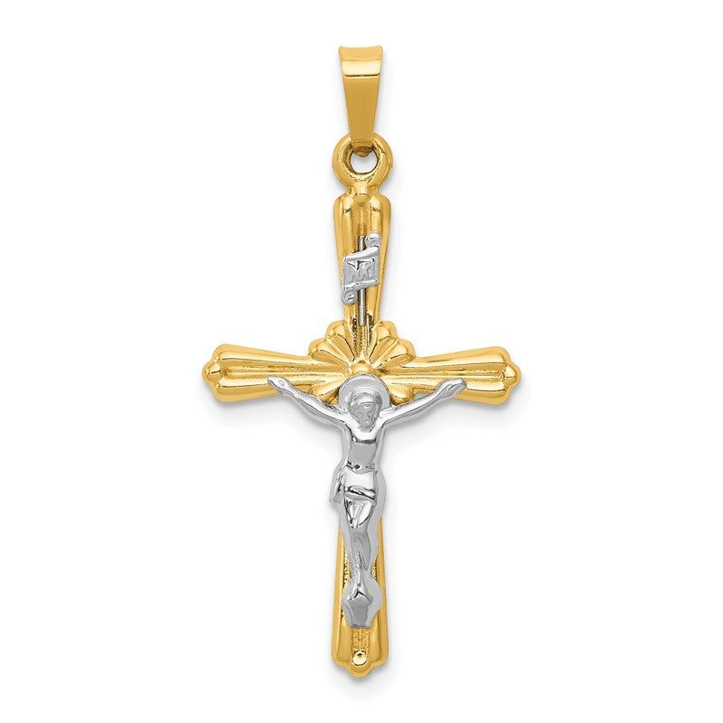 14K Two-tone Polished Inri Crucifix Pendant XR1648