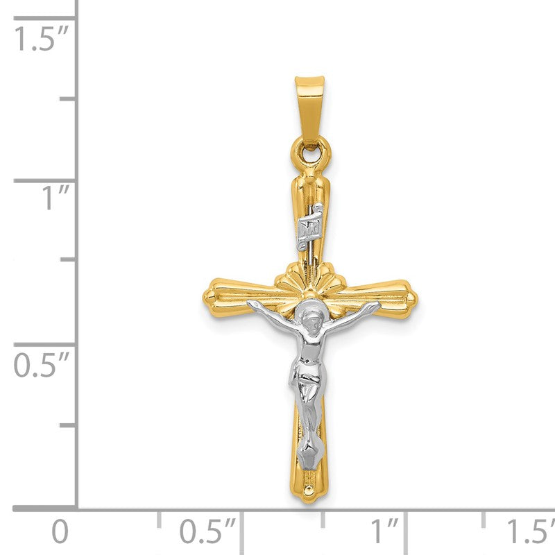 14K Two-tone Polished Inri Crucifix Pendant XR1648