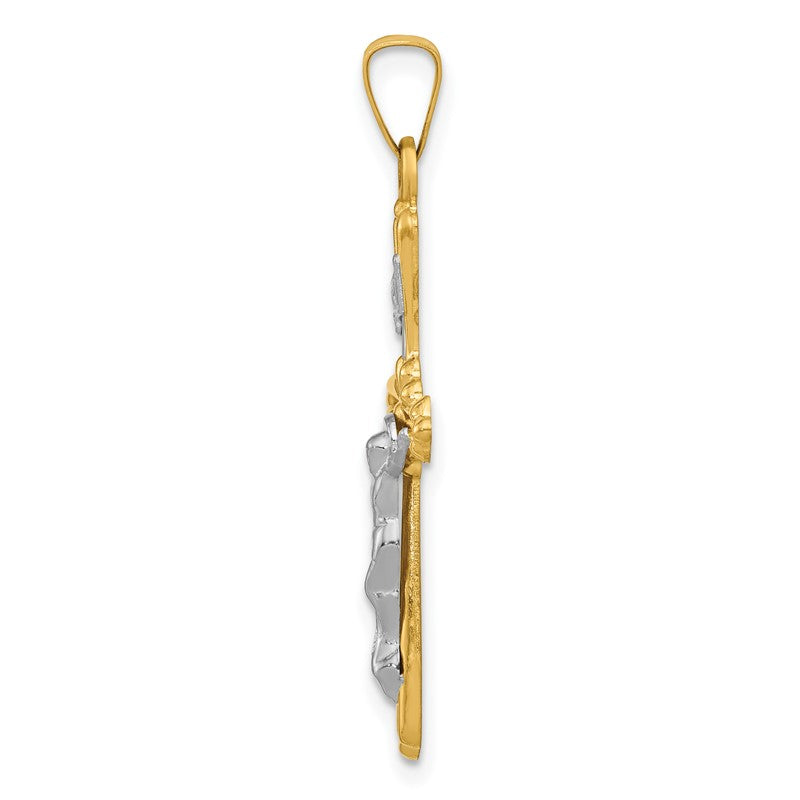 14K Two-tone Polished Inri Crucifix Pendant XR1648