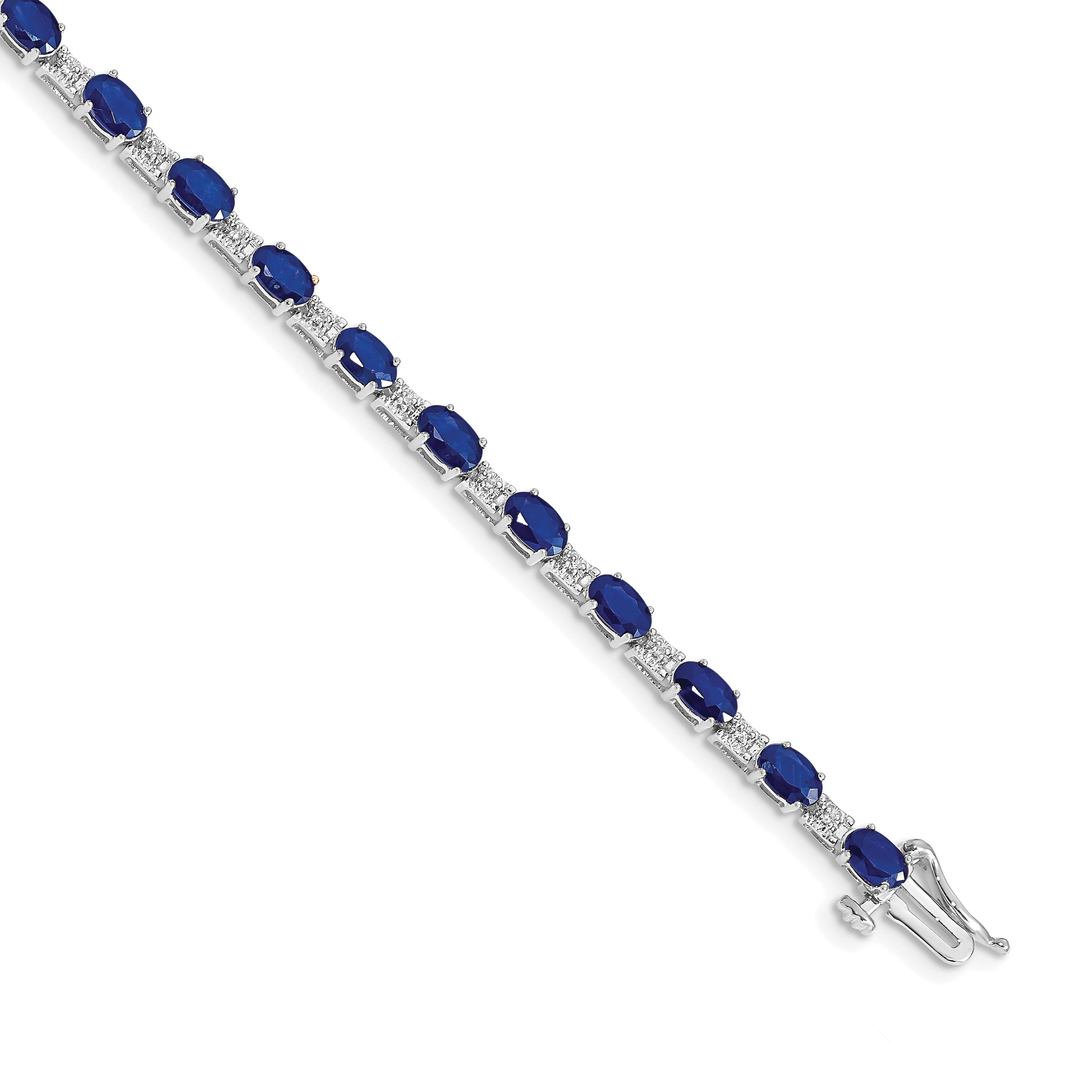 14k White Gold Complete Diamond and Oval Emerald 7 inch Bracelet BM4481