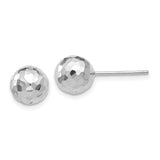 14K White Gold 8mm Faceted Diamond-cut Puffed Ball Post Earrings H1016