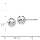 14K White Gold 8mm Faceted Diamond-cut Puffed Ball Post Earrings H1016