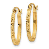 14K Diamond Cut Oval Hollow Hoop Earrings TL652