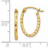 14K Diamond Cut Oval Hollow Hoop Earrings TL652