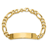 14k Hand-polished Solid Chain/Solid Plate Figaro Link 47x9mm Plate 8 inch ID Bracelet LK108ID