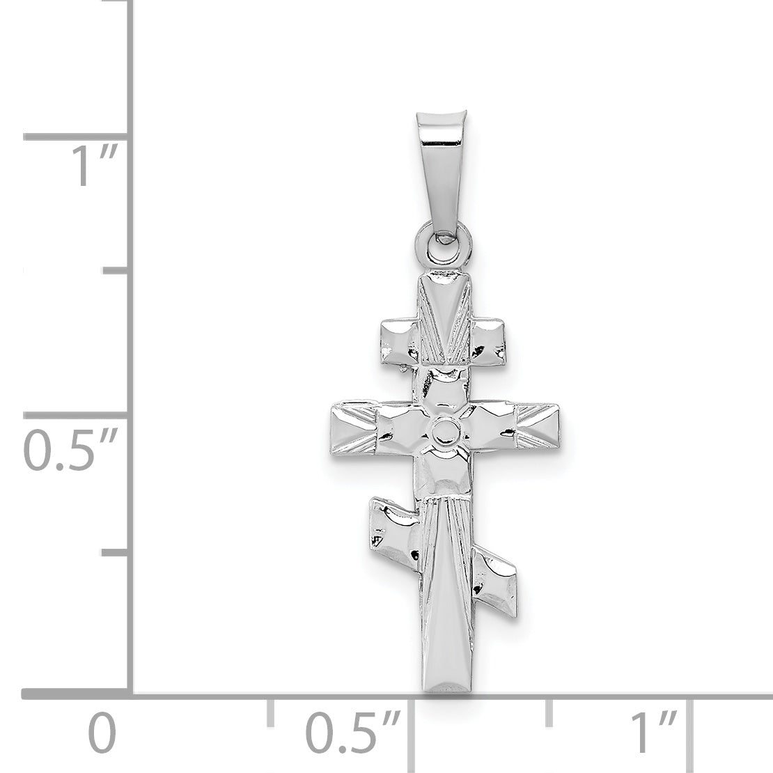 14k White Gold Eastern Orthodox Cross Charm XR498
