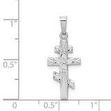 14k White Gold Eastern Orthodox Cross Charm XR498