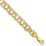 14k 9.5mm Solid Triple Link 7 inch Charm Bracelet TO667