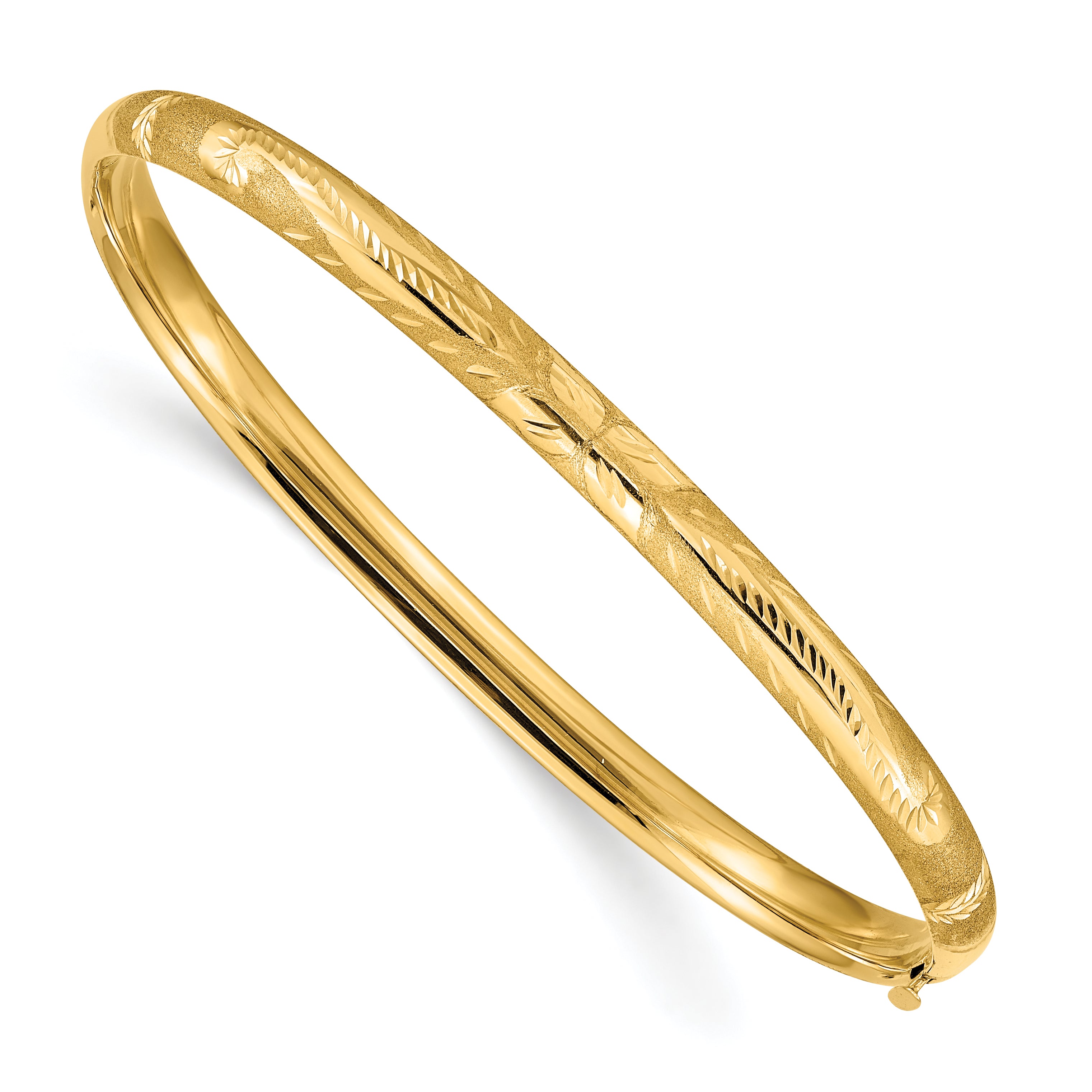 14k 3/16 Oversize Florentine Engraved 5.00mm Hinged Round Bangle Bracelet FE3/16O