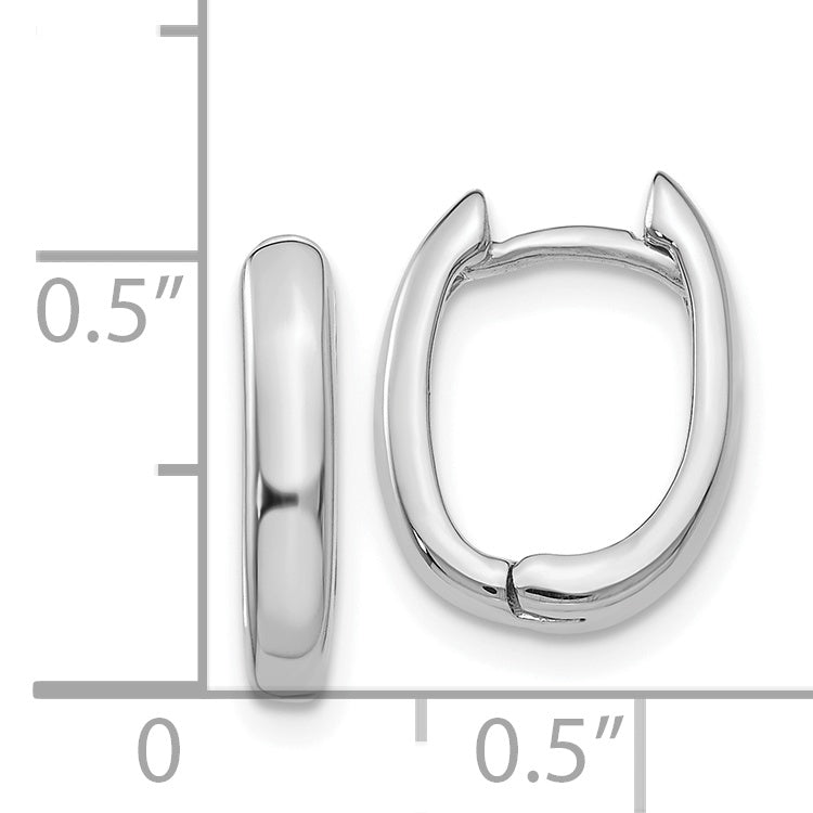 14k White Gold Oval Hinged Hoop Earrings TH269