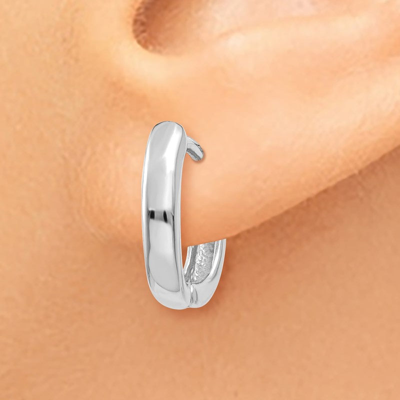14k White Gold Oval Hinged Hoop Earrings TH269
