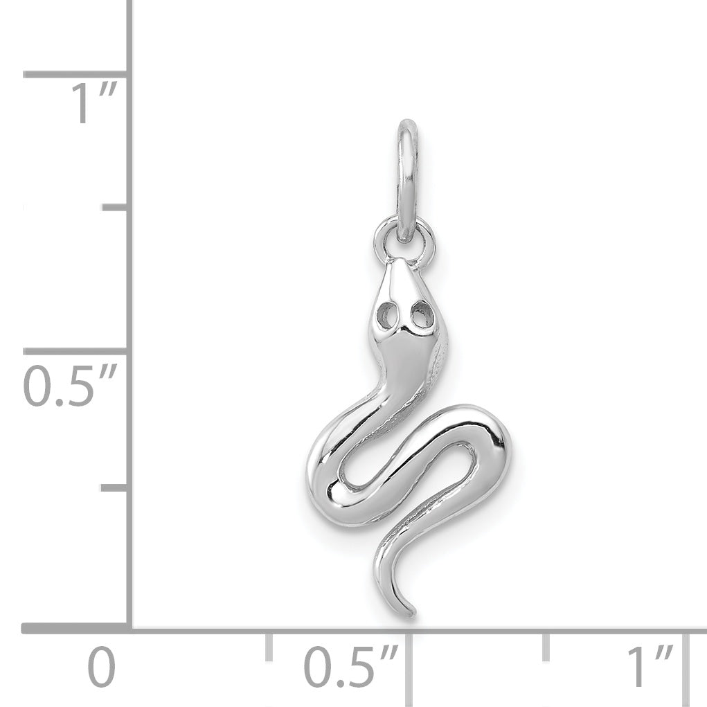14k White Gold Solid Polished Snake Charm K1010