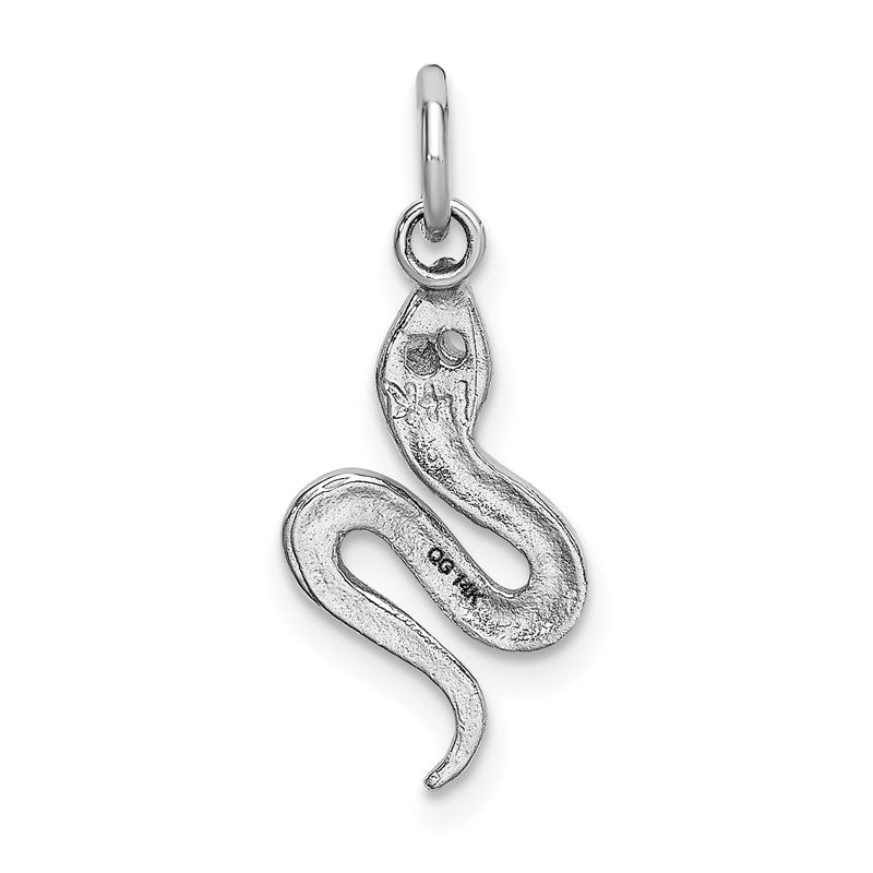 14k White Gold Solid Polished Snake Charm K1010