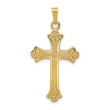 14k Textured and Polished Fleur de lis Cross Pendant XR1448