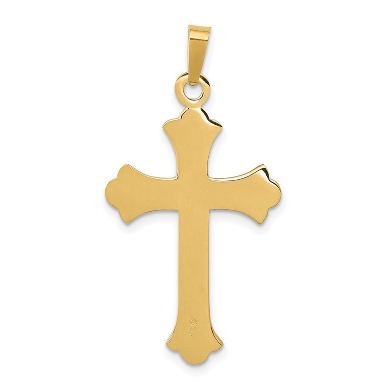 14k Textured and Polished Fleur de lis Cross Pendant XR1448