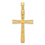 14k Reversible Satin/Diamond-cut Cross Pendant K6166