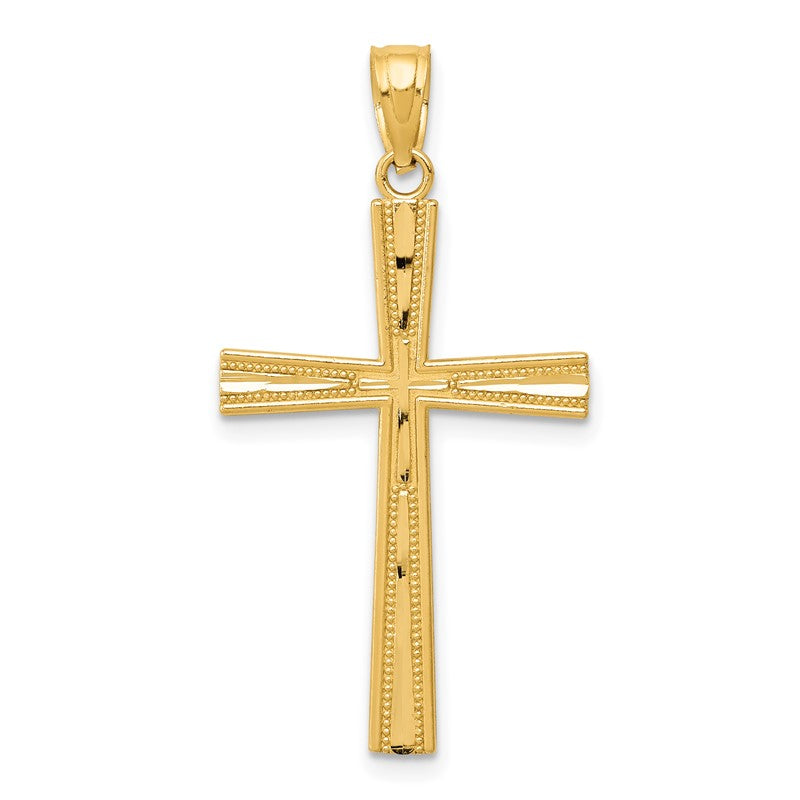 14k Reversible Satin/Diamond-cut Cross Pendant K6166
