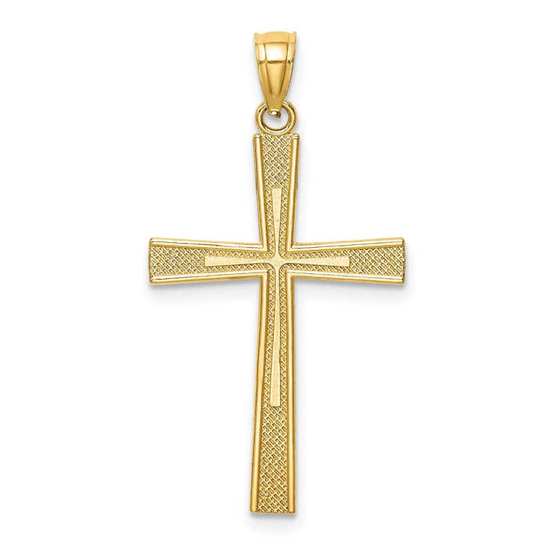 14k Reversible Satin/Diamond-cut Cross Pendant K6166