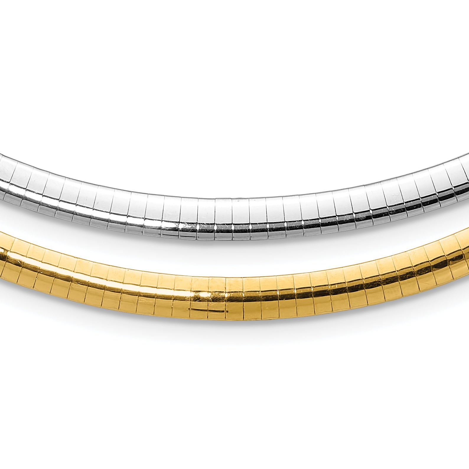 14k Two-tone 5mm Reversible White and Yellow 16 inch Domed Omega Necklace ROM5