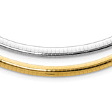14k Two-tone 5mm Reversible White and Yellow 16 inch Domed Omega Necklace ROM5