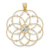 14k and White Rhodium Diamond-cut Spiral Circle Pendant PRF313
