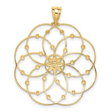 14k and White Rhodium Diamond-cut Spiral Circle Pendant PRF313