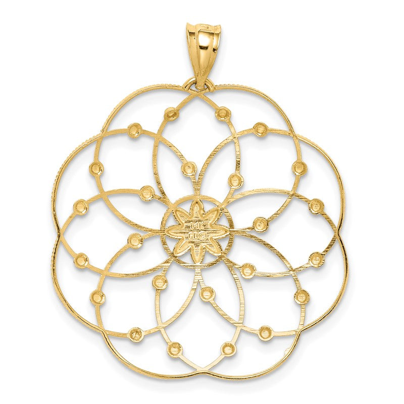 14k and White Rhodium Diamond-cut Spiral Circle Pendant PRF313