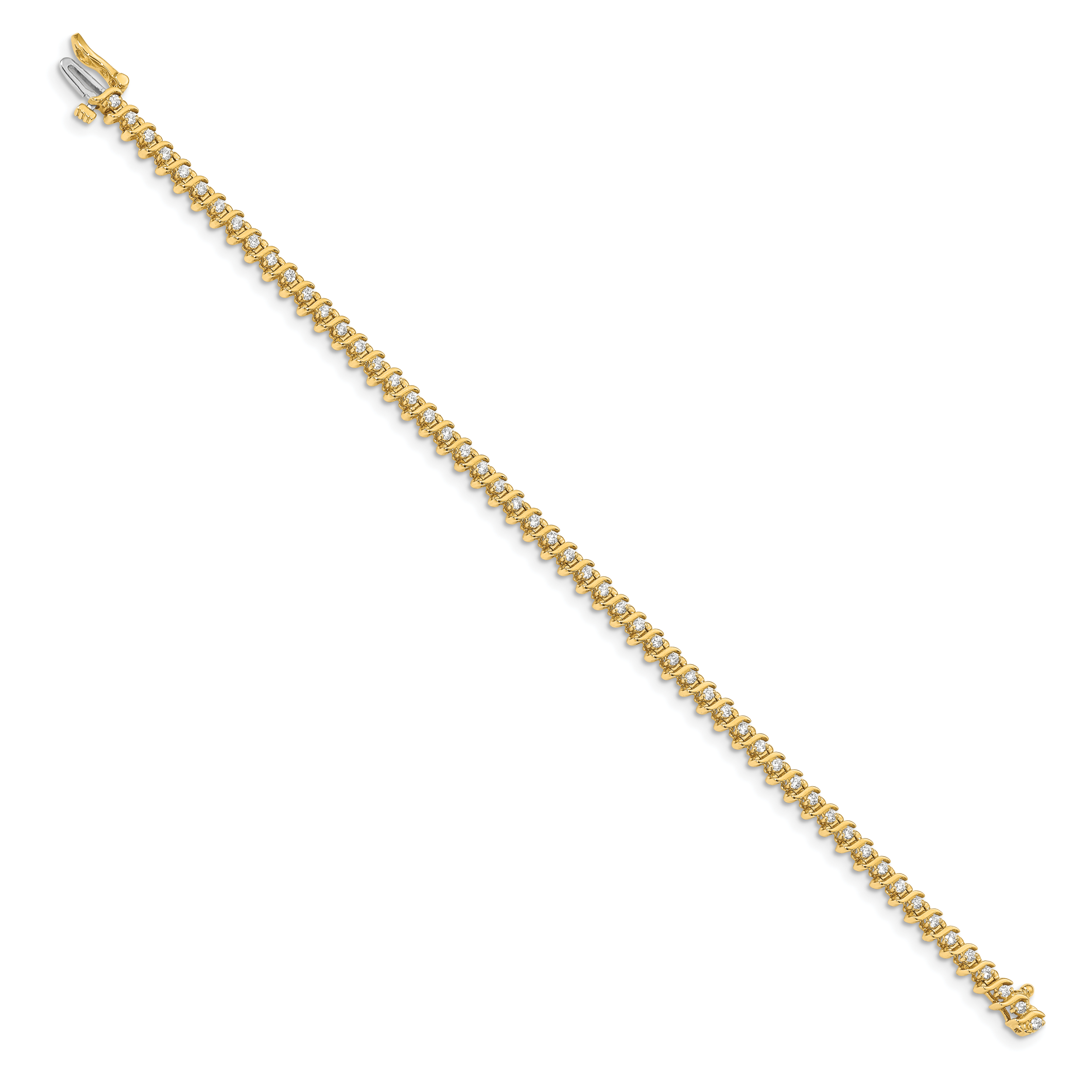 14k Complete 7/8 carat Round A Diamond 2-prong S-link 7 inch Tennis Bracelet X700A