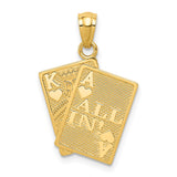 14k Ace of Hearts and King of Hearts ALL IN! Cards Pendant C3046