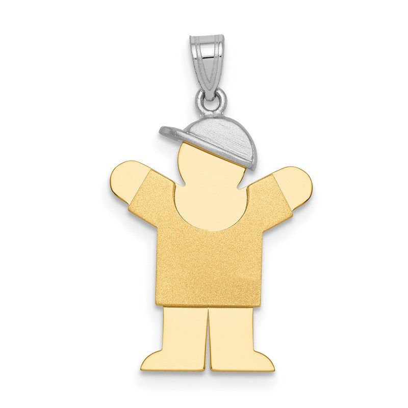 14k Two-tone The Kids Small Boy with Hat on Right Engravable Love Charm XK203