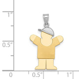 14k Two-tone The Kids Small Boy with Hat on Right Engravable Love Charm XK203