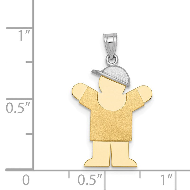 14k Two-tone The Kids Small Boy with Hat on Right Engravable Love Charm XK203