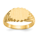 14k 10.0x7.5mm Oval Open Back Scalloped Edge Signet Ring CH203