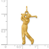 14k Satin Diamond-cut Male Golfer Charm C728