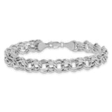 14k White Gold 9.5mm Hollow Double Link 7.25 inch Charm Bracelet WSD5
