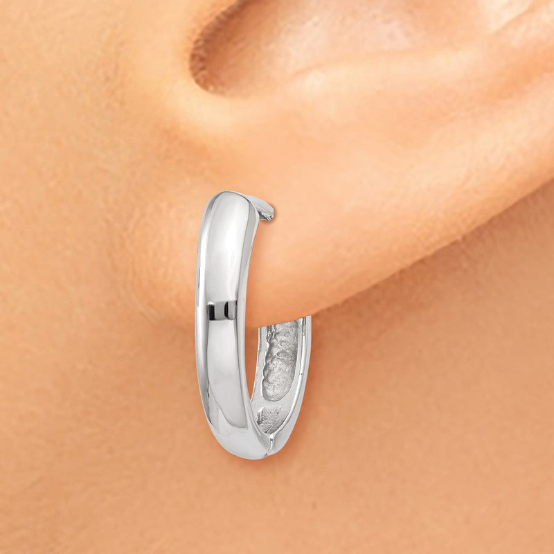 14k White Gold Hinged Hoop Earrings TH266