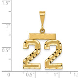 14k Medium Diamond-cut Number 22 Charm MN22