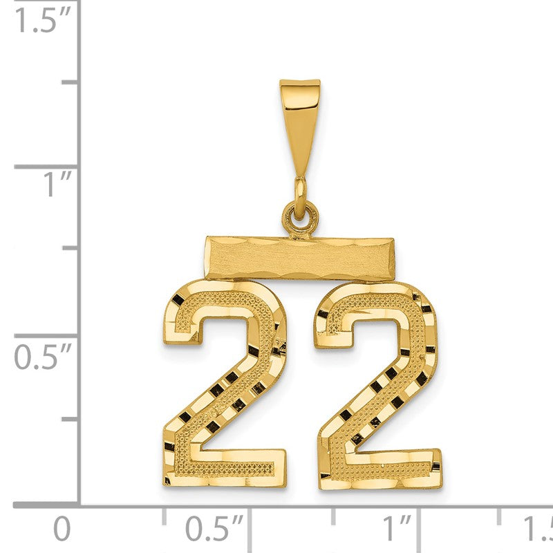 14k Medium Diamond-cut Number 22 Charm MN22