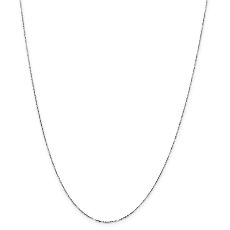 14K White Gold 14 inch .6mm Diamond-cut Round Open Link Cable with Spring Ring Clasp Chain PEN145