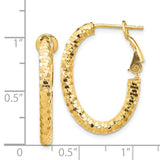 14K 3x26mm Diamond-cut Oval Omega Back Tube Hoop Earrings TF1706